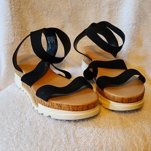 Size 12 black and cork sandals